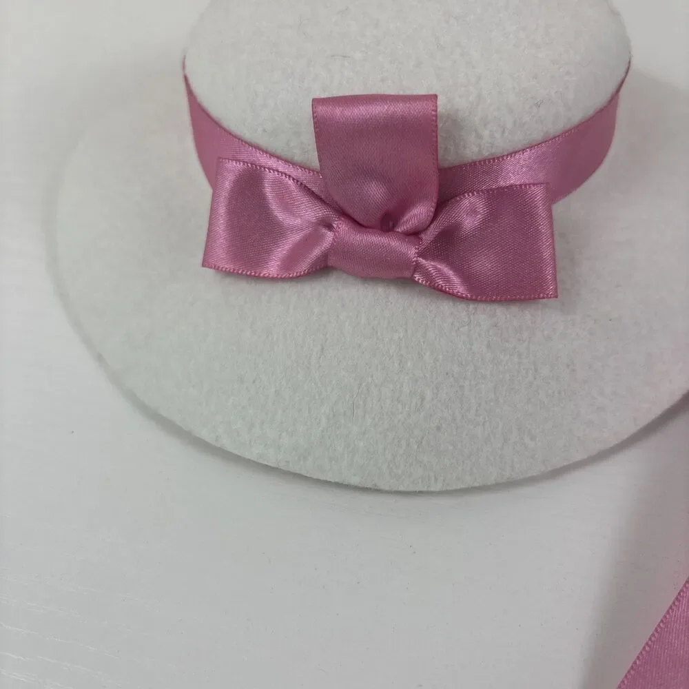 American Girl Doll Marie Grace Summer White Hat Pink Ribbon -  Meet Accessories
